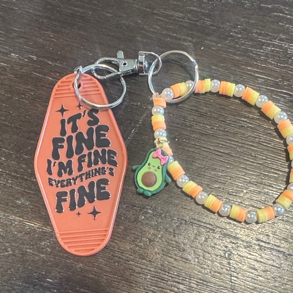 Orange Keychain with Beaded Bracelet